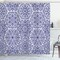 Ambesonne Indigo Shower Curtain, Mandala Pattern Little Blooms with Hearts Russian Style Pattern Print, Cloth Fabric Bathroom Decor Set with Hooks, 69" W x 70" L, Indigo and White